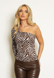 Zebra Print One Shoulder Top