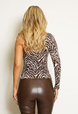 Zebra Print One Shoulder Top