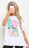 Love Slogan Oversized T-Shirt