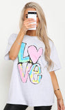 Love Slogan Oversized T-Shirt