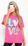 Love Slogan Oversized T-Shirt