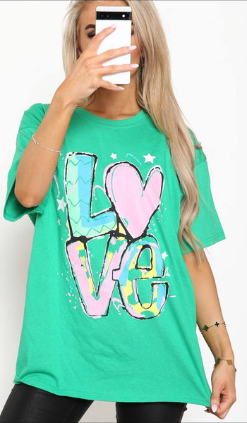 Love Slogan Oversized T-Shirt