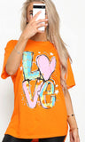 Love Slogan Oversized T-Shirt