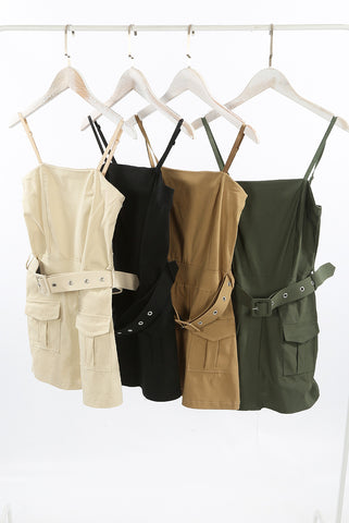 Belted Cargo Pocketed Playsuit