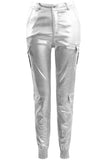 Metallic Cargo Trousers With Elasticated Cuff