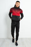 Black with Red Faded Funnel Hood Tracksuit