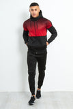 Black with Red Faded Funnel Hood Tracksuit