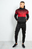 Black with Red Faded Funnel Hood Tracksuit