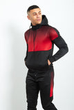 Black with Red Faded Funnel Hood Tracksuit