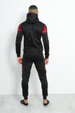 Black with Red Faded Funnel Hood Tracksuit