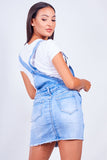 Blue Denim Pocket Front Skirt Dungarees