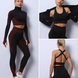 3PCS High Waist Anti-Cellulite Women Gym Suites Set