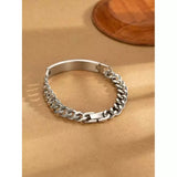 Men's Stainless Steel Square Bracelet in Silver Tone