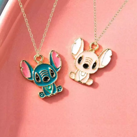 Lilo and Stitch Ohana Enamel Gold Tone Pendant Necklace