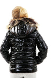 Girls Black Shiny Hooded Jacket