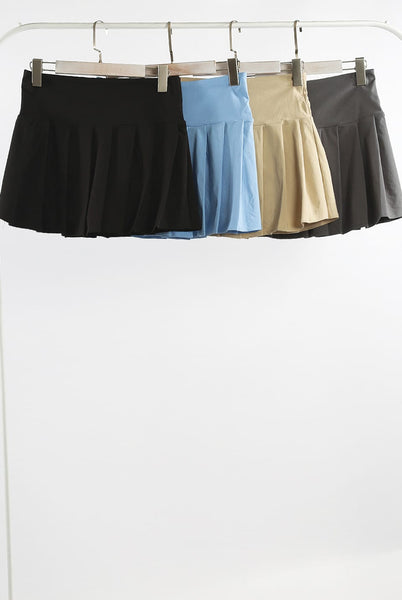 Pleated Bengaline Mini skirt