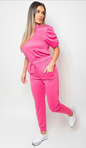 Pink Short Sleeve Top & Trousers Co-ord Set