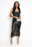 Sequin Bandeau Midi Dress