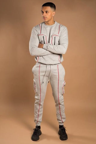 Contrast Piped Cargo Pocket Tracksuit