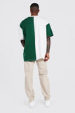 Green Oversized Colour Block T-Shirt