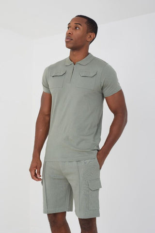 Relaxed Fit Utility Polo Shirt & Short Set