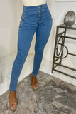 Plus Size High Waisted Button Detail Jeans