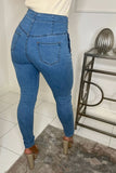 Plus Size High Waisted Button Detail Jeans