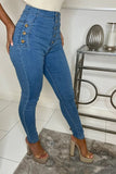 Plus Size High Waisted Button Detail Jeans