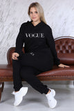 Plus Size Black Vogue Hooded Loungwear Set