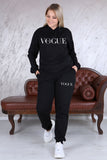 Plus Size Black Vogue Hooded Loungwear Set