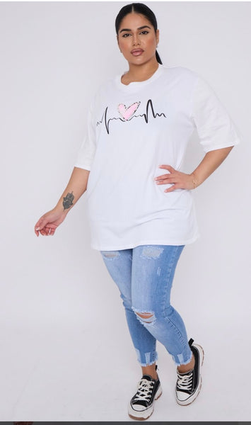 Plus Size Small Heart Print T-Shirt