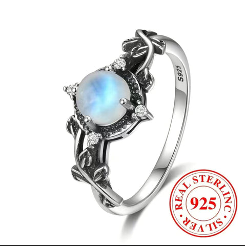 Sterling Silver Moonstone Boho Style Ring