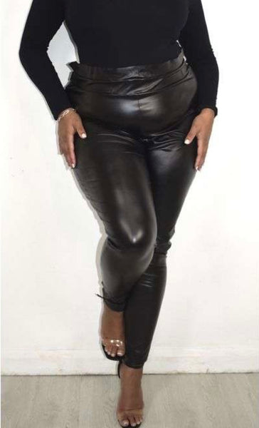 Plus Size PU Paperbag Trousers