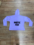 Ladies Oversized White Fox Print Hoodie
