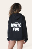 Ladies Oversized White Fox Print Hoodie
