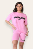 Ladies White Fox Offstage Lounge Cycling Short Set