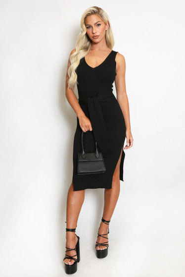 Midi Dress With Tie Front