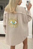 Gold Sequin Eye Button Up Shirt