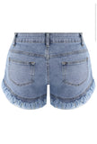 Blue Frayed Denim Shorts