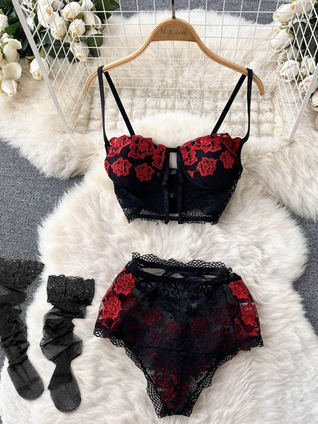 Black And Red Floral Set