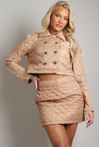 Quilted Cropped Jacket & Mini Skirt Co-Ord