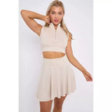 Crop Zip Top and Skirt Co-ord Set