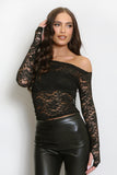 Sheer Lace Bardot Top