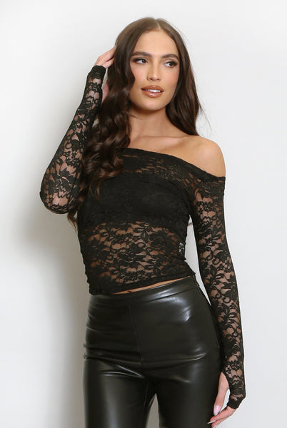 Sheer Lace Bardot Top