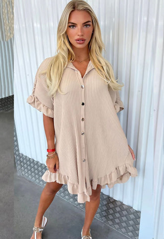 Oversized Button Crinkle Dress