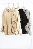 Ruched Sleeve Pocketed Hoodie