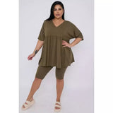 Plus Size 2 Piece Co-ord Loungewear Set with Top and Cycling Shorts