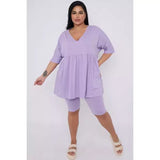 Plus Size 2 Piece Co-ord Loungewear Set with Top and Cycling Shorts