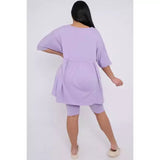 Plus Size 2 Piece Co-ord Loungewear Set with Top and Cycling Shorts