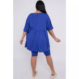 Plus Size 2 Piece Co-ord Loungewear Set with Top and Cycling Shorts